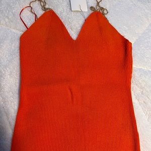 Orange summer knit tank top